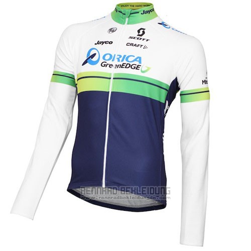 2016 Fahrradbekleidung Orica GreenEDGE Wei und Blau Trikot Langarm und Tragerhose - zum Schließen ins Bild klicken